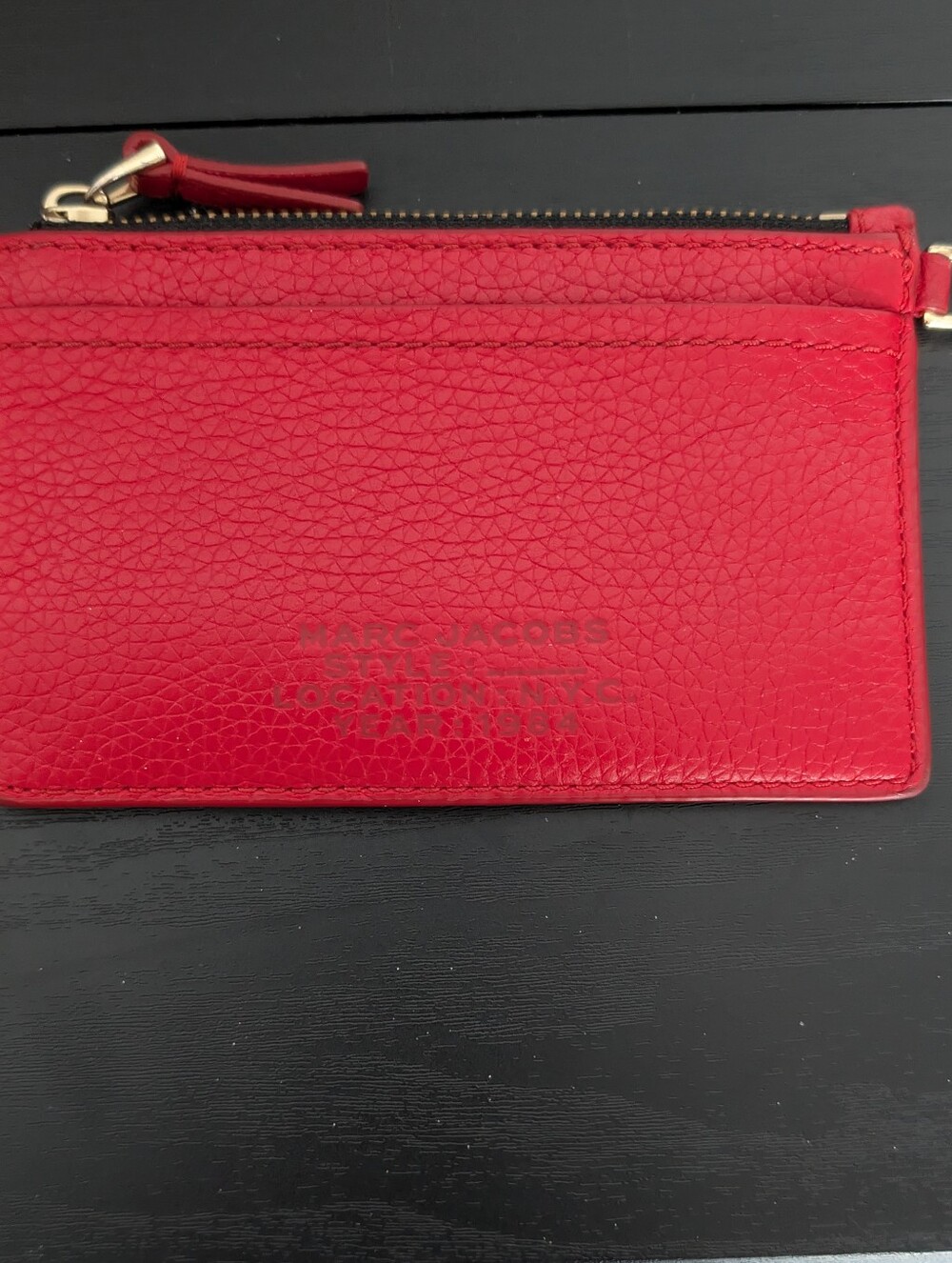Red Leather Wallet with Gold Chain Accent